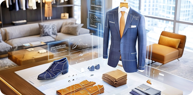 Shoes and a suite shown in augmented reality