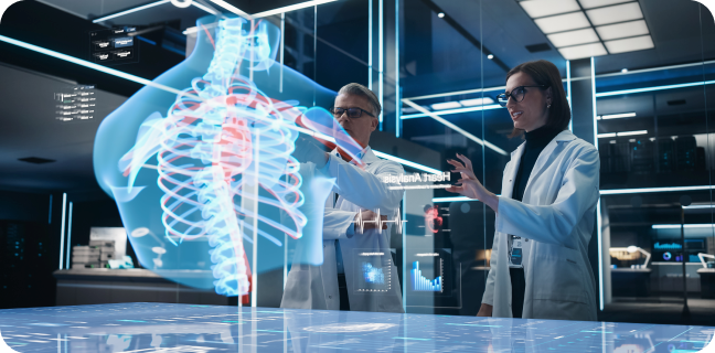 Doctors seeing an human body in AR