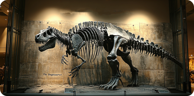 Dinosaur skeleton in a museum