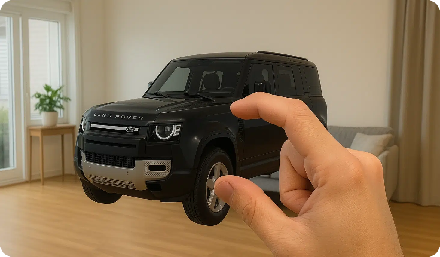 an augmented reality car demo on apple vision pro
